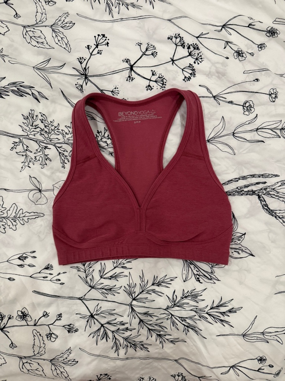 Beyond Yoga Uplift Your Spirits sports bra, mauve